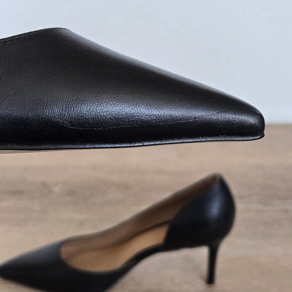 Quince Italian Leather 75mm d’Orsay Pump Black Womens Size 8 New Scratch, No box - Picture 6 of 17